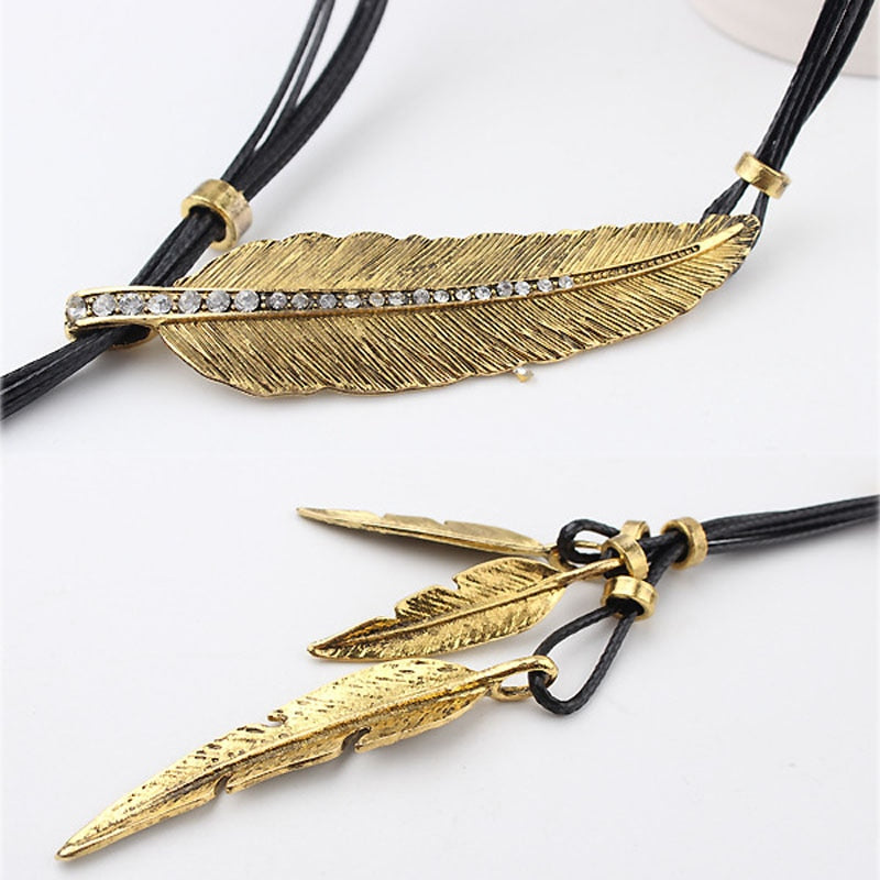 Necklace Alloy Feather