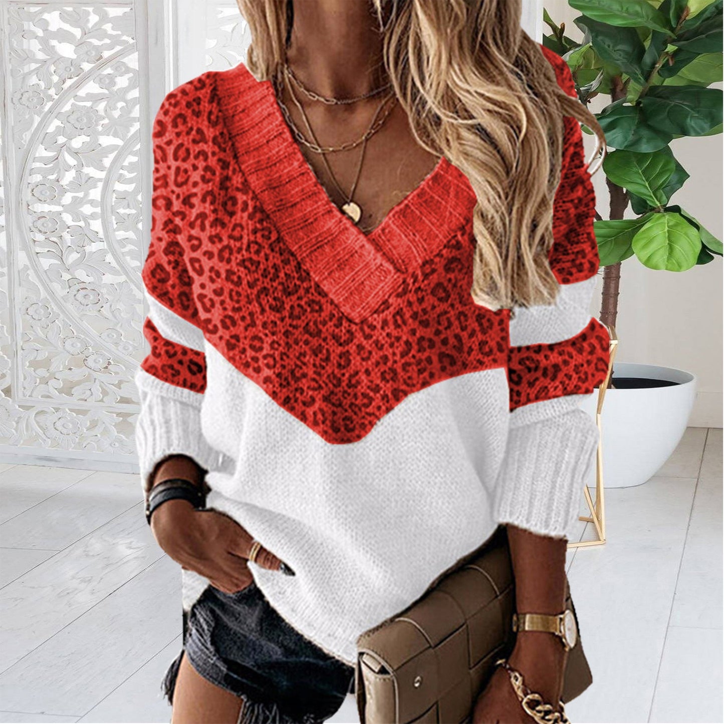 Luipaard Print Winter Sweater Knitted