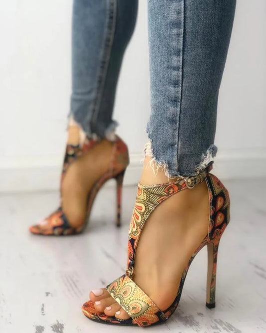 Heeled Sandals Peep Toe Lace Up Shoes