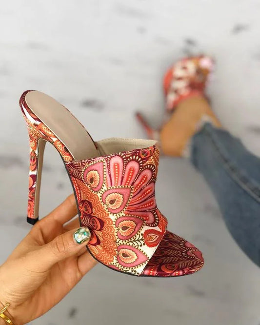 Peacock Print Heels