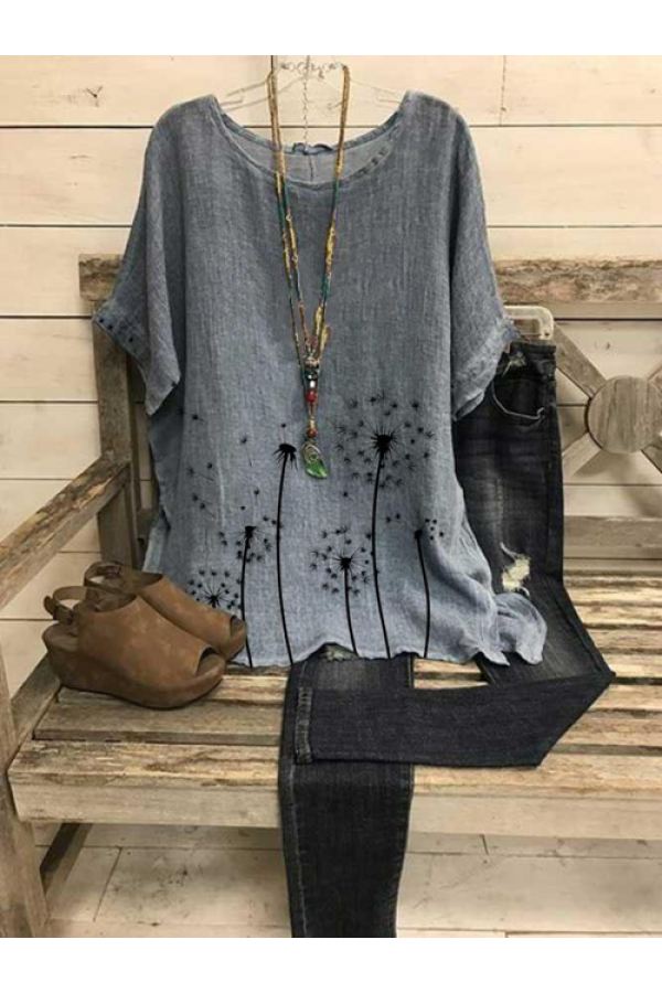 Casual Half Sleeve Grey Blouse