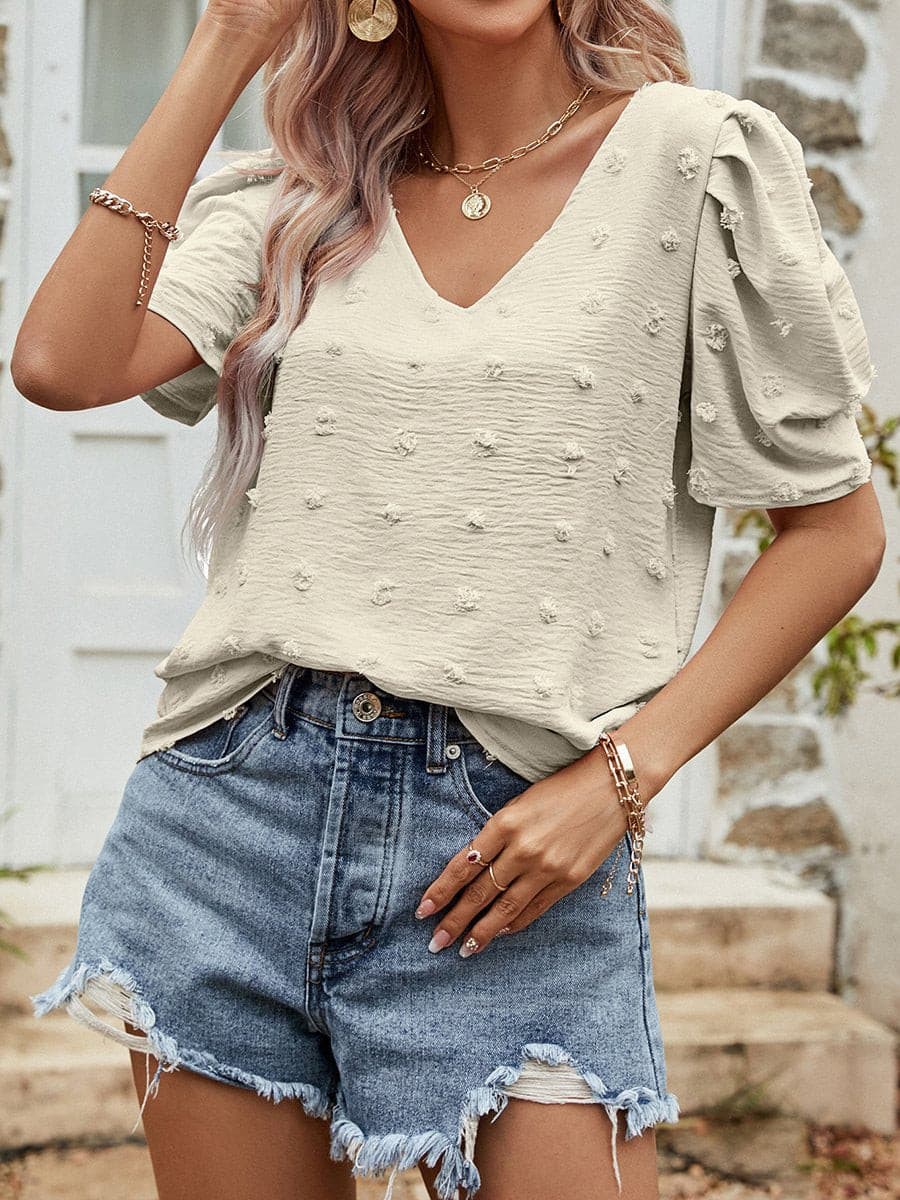 Chiffon Puff Sleeve Tops