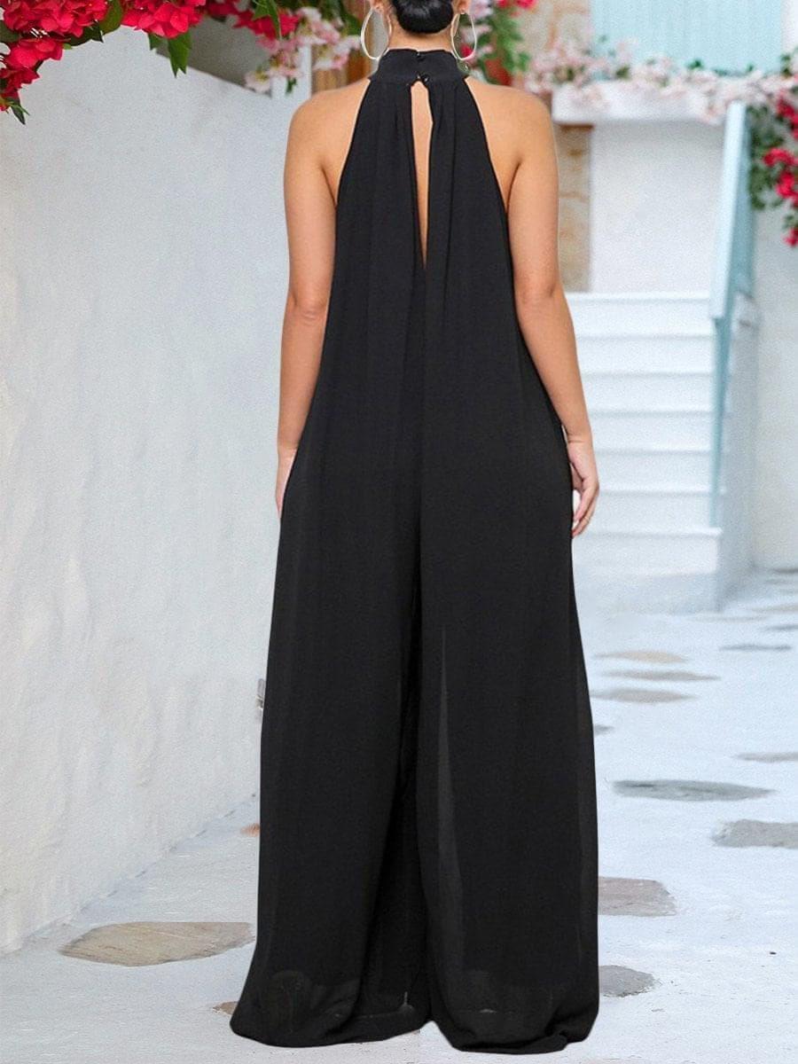 Halter Chiffon Straight Jumpsuit