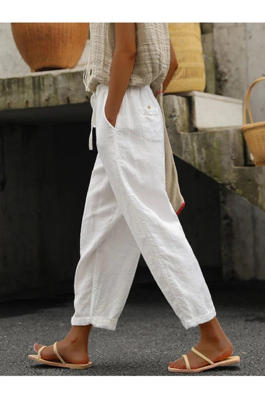 White Casual Loose Pants