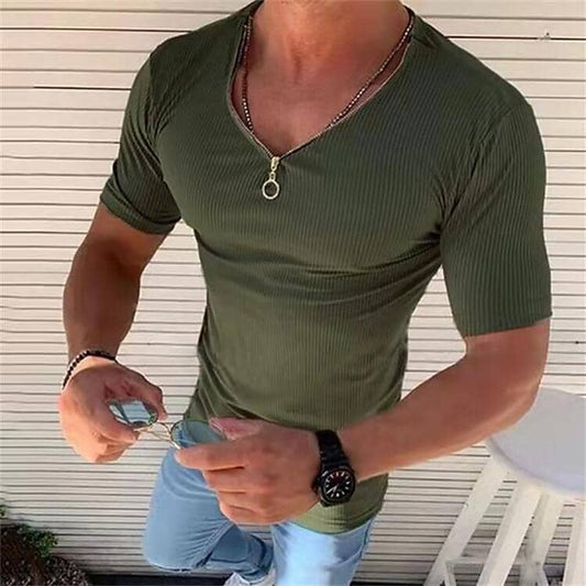 Men's Zipper Round Neck Shirt